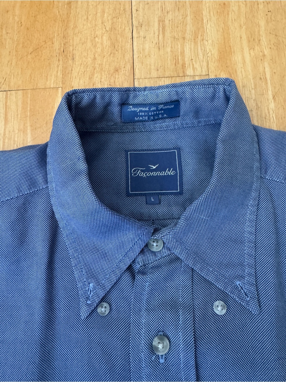Faconnable Men's Indigo Button-Down Shirt Made in USA Size Large